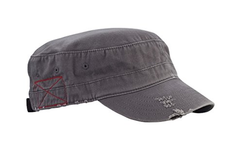 G Men's Castro Style Enzyme Washed Cotton Twill Army Cap (Gray)
