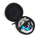 Cosmos Black EVA ear/headphone/earphone Case/bag – clamshell/MESH Style with Zipper Enclosure, Inner pokect, durable exterior also for storing iPod Shuffle 2nd 4th gerneration, iPod Nano 6th generation + Cosmos cable tie Guide