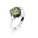Sterling silver and round-shaped, green amber ring