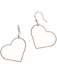 Rose Goldtone Finish Silver Textured Open Heart Drop French Wire Earrings
