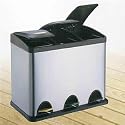 3 IN 1 STAINLESS STEEL RECYCLING RECYCLE PEDAL BIN