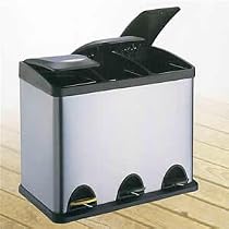 3 IN 1 STAINLESS STEEL RECYCLING RECYCLE PEDAL BIN -24 LITRE