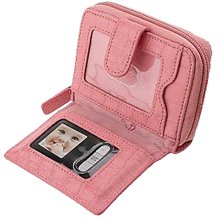 WalletBe WalletBe CrocoEmbossed Leather Wallet w/ DigitalPhoto Viewer (Pink) Photo Frames for WIN/MAC