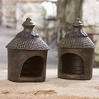 NOVICA Ceramic candleholders Birdhouse