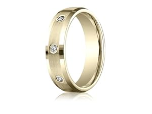 Benchmark® 6mm Round 0.32 cttw Diamonds Mens Band in 14 kt Yellow Gold Size 7.5
