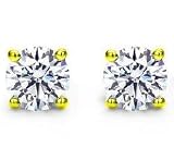 0.24 ct Lady's Round Cut Diamond Stud Earrings In 18 Karat Yellow Gold Screw Back