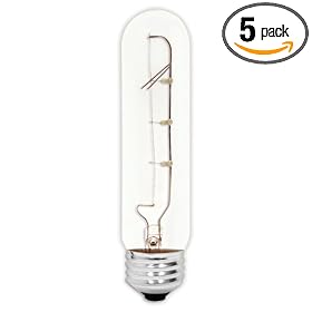 GE 45144-5 25-Watt Crystal Clear Tubular T10 Light Bulb, 5-Pack by General Electric