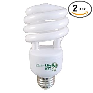 Clear-Lite 106548 ECO 23-Watt (100-Watt Equivalent) Natural Soft CFL Bulb, 2 Pack, White by 