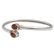 Sterling Silver Cuff Bracelet Jewelry Tiger eye Gemstone 2.6 inches