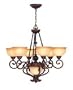 Lite Source C7938 Maxine 6/1 Ceiling Lamp, Antique Bronze with Light Amber Glass