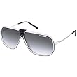 Carrera Picchu/S Men's Aviator Full Rim Sports Sunglasses w/ Free B&F Heart Sticker Bundle - White Black/Palladium/Gray Gradient