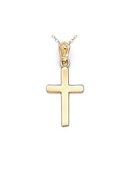 14kt Yellow Gold Medium Polished Cross Pendant - Chain Included