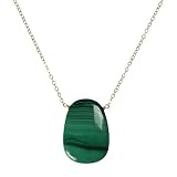 14k Yellow Gold Necklace with Malachite Pendant, 16