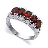 SterlingSilverBandGarnetGemstoneRing