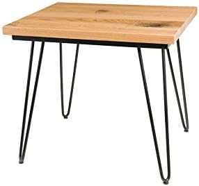 Premium End Table w/ Hairpin Metal Legs, Red Oak Solid Wood Top - Unmatched Quality - Handcrafted in the USA by Amish Artisan Furniture Makers - Lifetime Guarantee, Contemporary, Industrial Modern