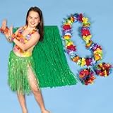 Child Hula Kit - 4 Pc Set Includes Hula Skirt, Flower Lei and 2 Lei Bracelets