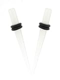 Acrylic Glow in the Dark White/Green Taper - 8G - Sold as a Pair
