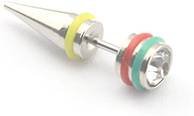 Dasoon 1 Pair 18 Gauge Crystal Stainless Steel Spike Earring Fake Cheater Ear Plug Flesh Taper Tunnel (White)