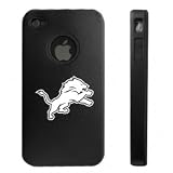 Apple iPhone 4 4S 4G Black Aluminum & Silicone Case Detroit Lions