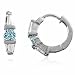  : STERLING SILVER SIMULATED AQUAMARINE SIMULATED DIAMOND CZ HOOP EARRINGS