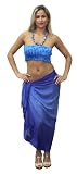 LALEELA Décent bordure bleue Jacquard Sheer Paréo Sarong Wrap jupe de plage Cover Up Noël cadeau