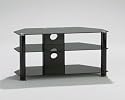 TechSol - LCD LED Plasma TV Black Glass Floor Stand for Screens  37" 40" 42" with Cable Management