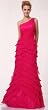 C1583 Fuchsia One Shoulder Chiffon Scale Pageant Prom Dress