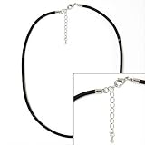 Black Cotton Satin Necklace With Silver Tone Clasp 3mm / 18-20 Inches
