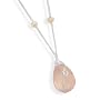 Sterling Silver Wire Wrap Rose Quartz 15/16 in Pendant w/1mm Necklace w/4mm Pearls, 16+1inExt.