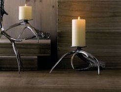 Silver Polished Antler Pillar Candle Holder