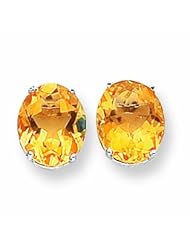 9.5 Carat 14K White Gold 12x10mm Oval Citrine earring