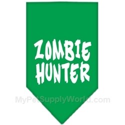Zombie Hunter Screen Print Bandana- Emerald Green, Small
