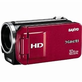 Sanyo VPC-TH1 HD Compact Flash Memory Camcorder w/ 30x Optical Zoom (Red)