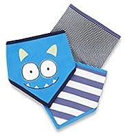 3 Pack Pure Cotton Monster Dribble Bibs