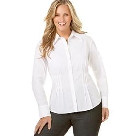 AK Anne Klein Plus Size Pleated White Print Shirt