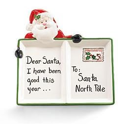 Santa Holding Dear Santa Post Card Platter Adorable Christmas Holiday Kitchen And Table... by Ho Ho Ho Collection