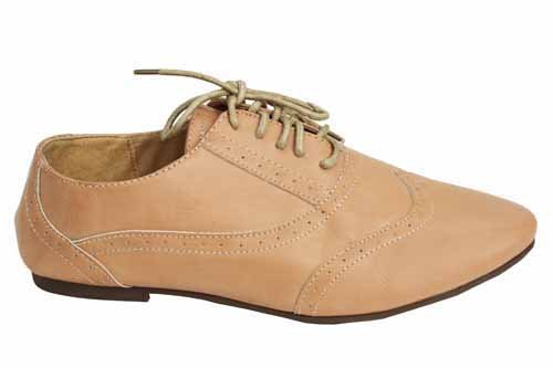 Womens Classic Fashion Flat Beige Brogues Shoes