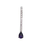 C.Z. SAPPHIRE LONG PEAR DROP RHODIUM PLATED (.925) STERLING SILVER PENDENT