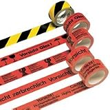 Warn- und Hinweisbänder, Vorsicht Glas, 6 Rollen
