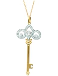 14K Gold over Sterling Silver 0.21ct TDW Diamond Fleur De Lis Pendant (H-I, I1-I2)