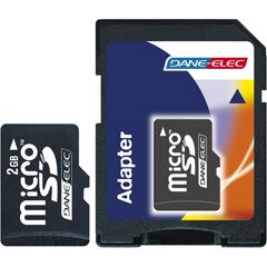 Dane-Elec 2 GB microSD Flash Memory Card with SD Adapter DA-2IN1-02G-R