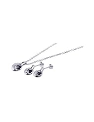 Nickel Free Sterling Silver Pendant & Earring Sets Matching CZ Set