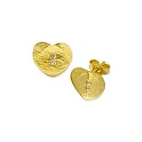Search : 14K Yellow Gold & Diamond Leaf Textured Heart Earrings