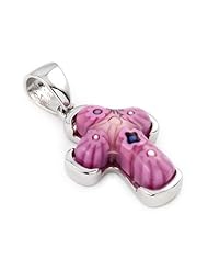 Pink Millefiori Cross Pendant