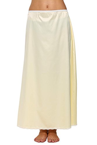 Avidlove Women Lingerie Slips Satin Snip-it Half Slip Lace Underskirt Long Beige, Medium, Style1-Beige (FBA)