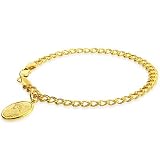 10K Yellow Gold Guardian Angel Cameo Charm Bracelet 7"