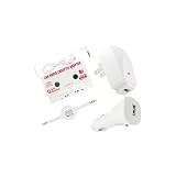 Skque Cassette Tape Adapter +USB Car Charger + USB Wall Charger + Auxiliary Retractable Cable White Bundle Kit Set  Free Shipping