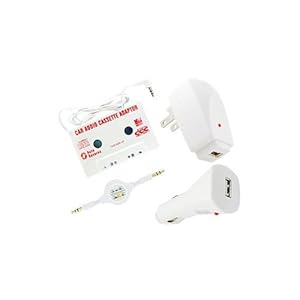 Skque Cassette Tape Adapter +USB Car Charger + USB Wall Charger + Auxiliary R...
