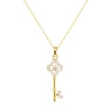 10k Yellow Gold Diamond Key Pendant (1/10 cttw I-J Color, I1-I2 Clarity), 18