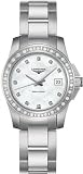 Longines Watches-Longines Conquest with Diamond Markers Bezel is Set with Diamonds on Top and on the Side Women's Watch